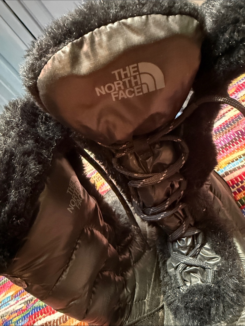 The North Face Black Quilted Faux-Fur Winter Boots
